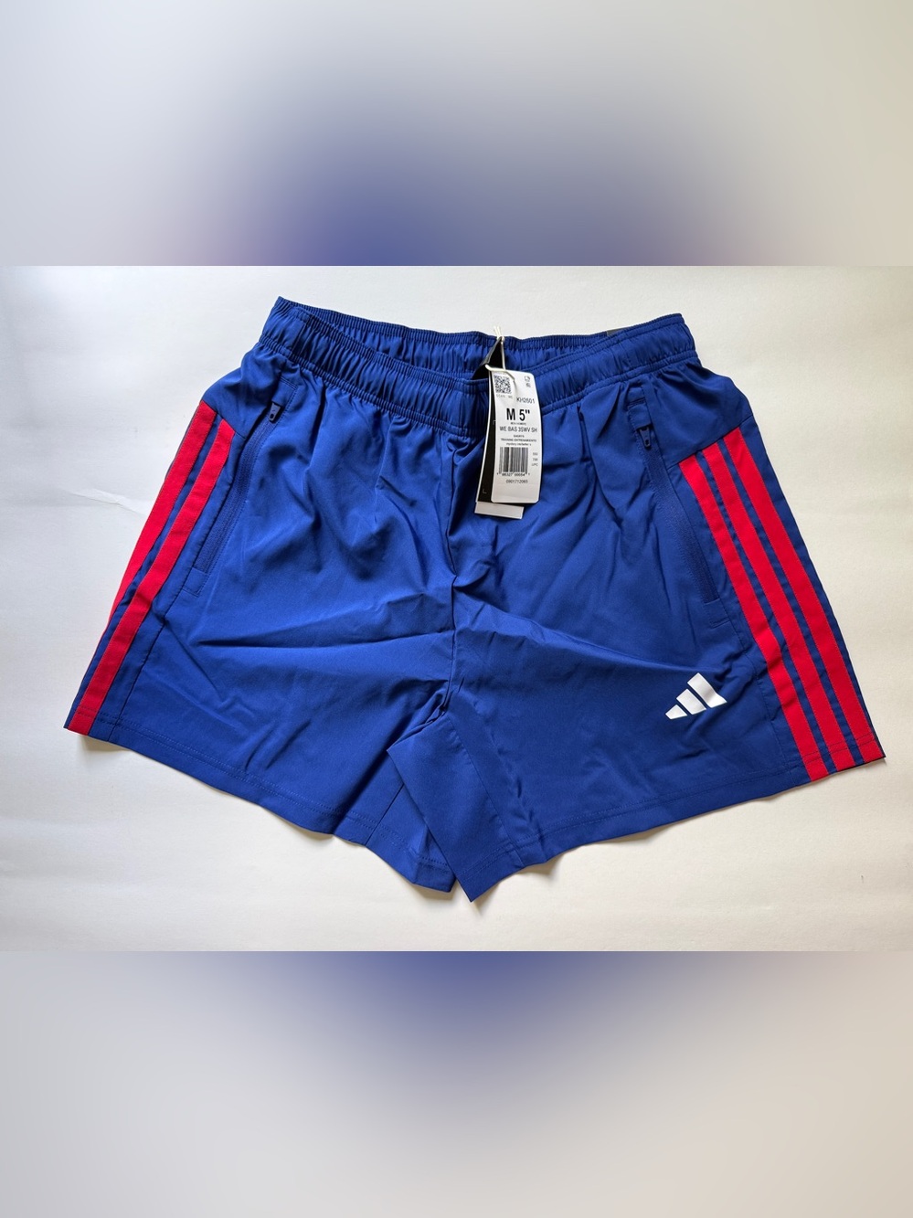 adidas Men’s 5" Essentials Woven Shorts Blue/Red KH2601